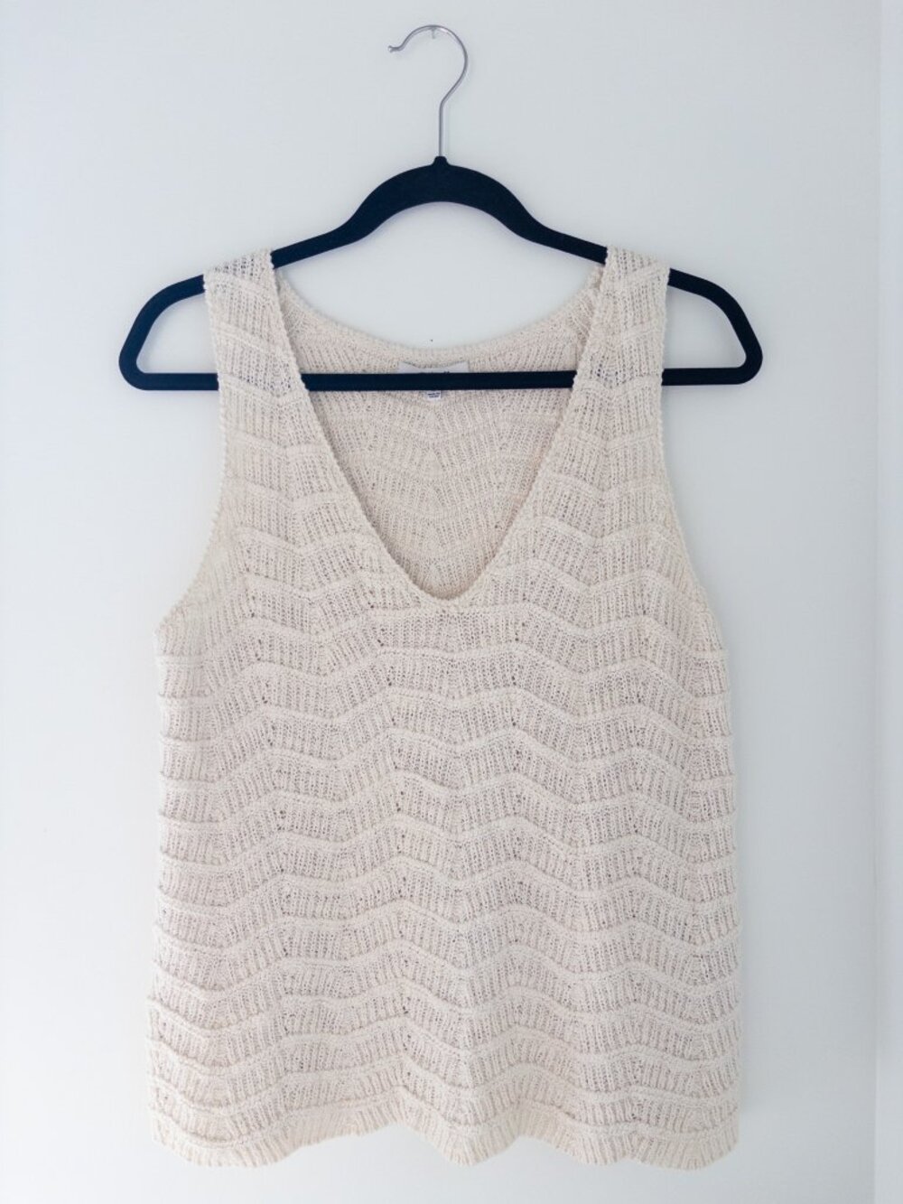 Madewell Crocheted V-Neck Sweater Tank Antique Cream
